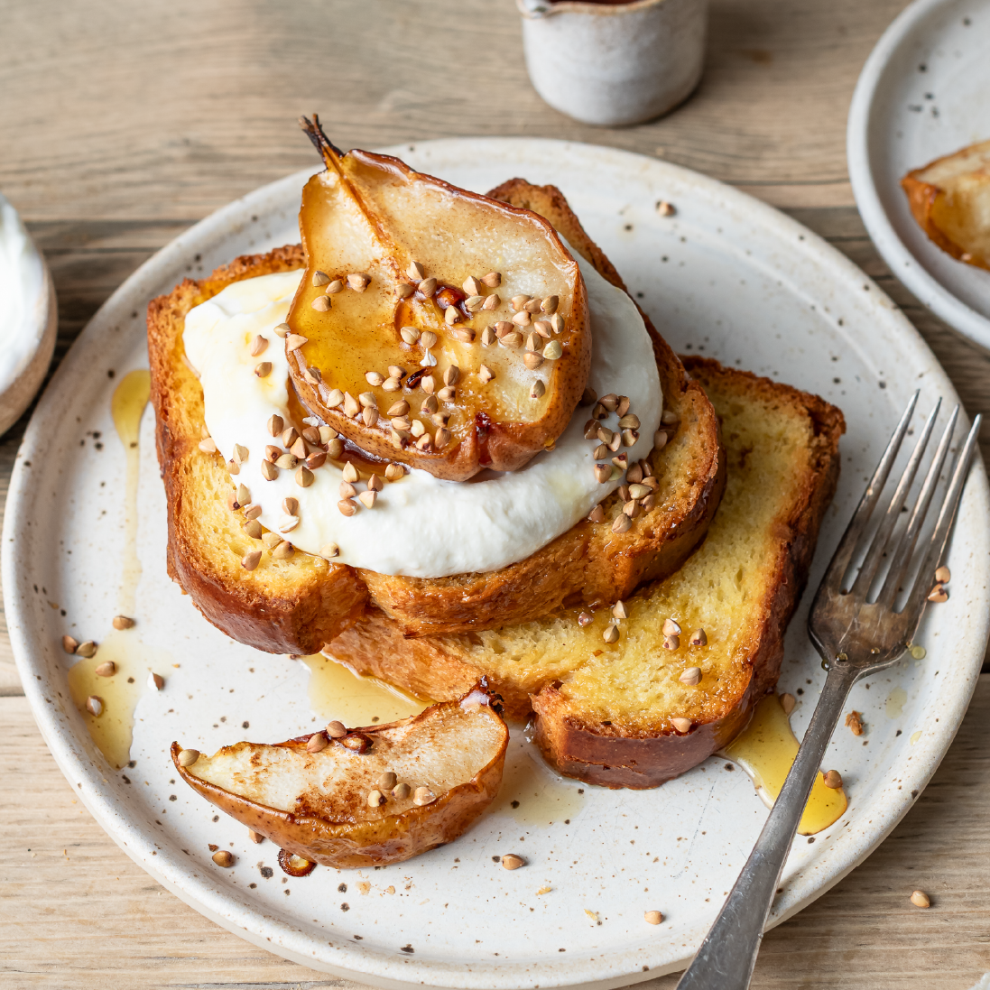 Poached Pear and Ricotta French Toast